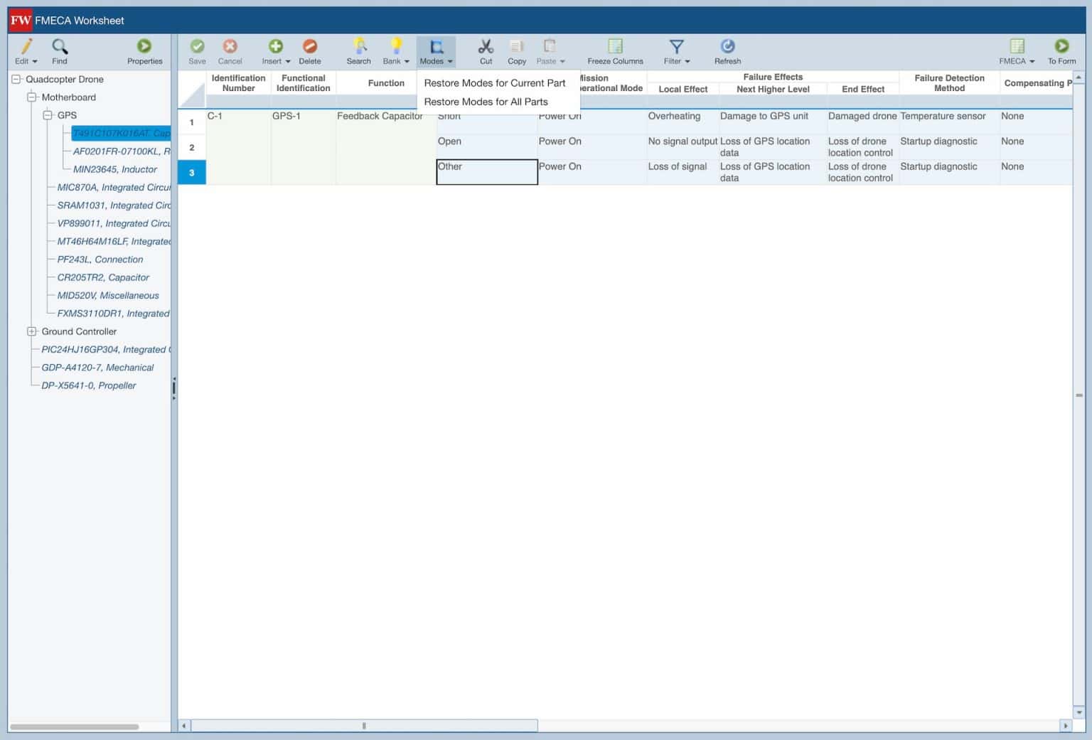 Relyence FMECA Software | MIL-STD-1629A FMECA Analysis