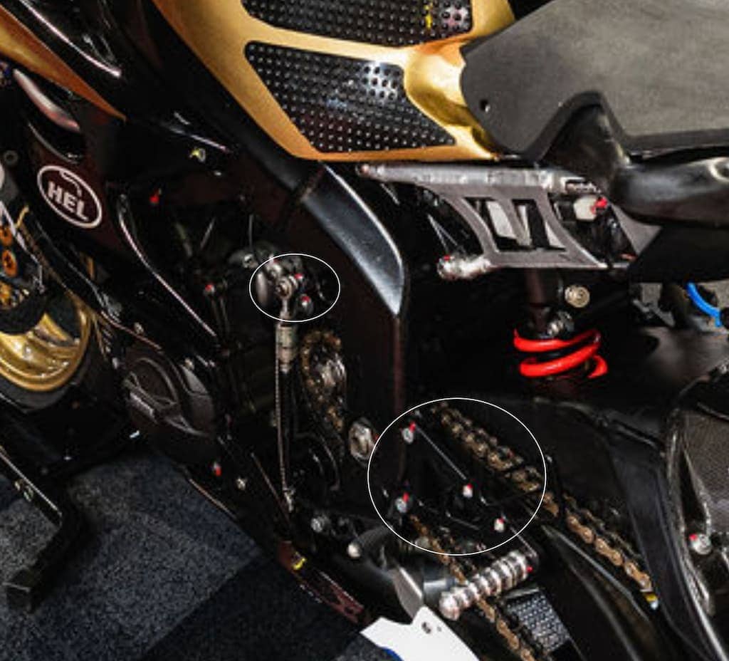 Image shows bolts marked with a rRed Torque Seal Tamper-Proof Indicator Paste